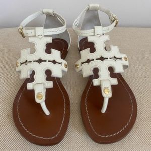 Tory Burch Phoebe Flat Thong Sandals in White